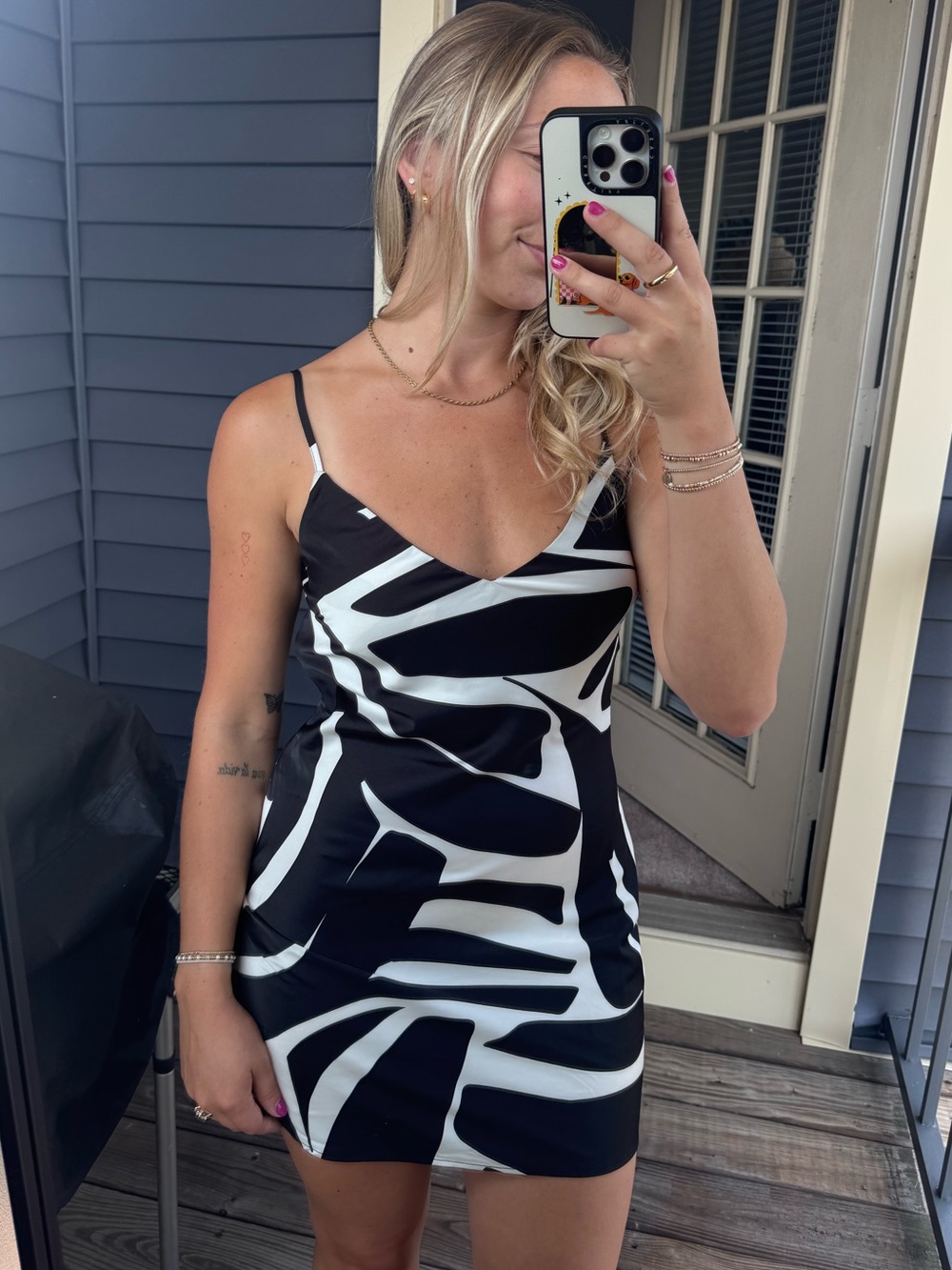 Forever 21 Black & White Abstract Slip Mini Dress